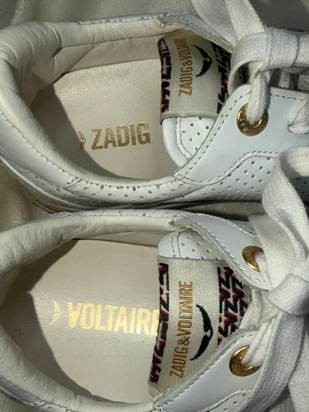 ZADIG & VOLTAIRE blanc sneaker in white/ tan soles size 38/ US 8 - Picture 5 of 11
